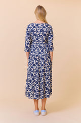 Emma EcoVero Midi Dress | Blossom Cream/Navy