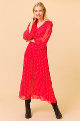 Evelyn Dress | Flower Polka Dot Red/White