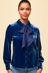 Ffion Velvet Shirt | Blue Sapphire