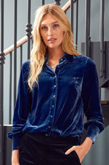 Ffion Velvet Shirt | Blue Sapphire