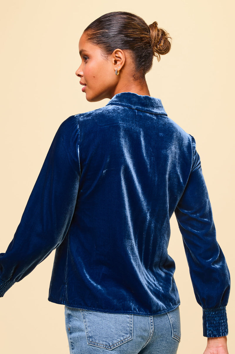 Ffion Velvet Shirt | Blue Sapphire