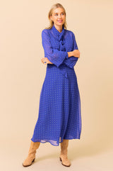 Ffion Blouse | Flower Polka Dot Cobalt/White