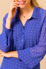 Ffion Blouse | Polka Dot Cobalt/White