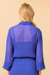 Ffion Blouse | Flower Polka Dot Cobalt/White