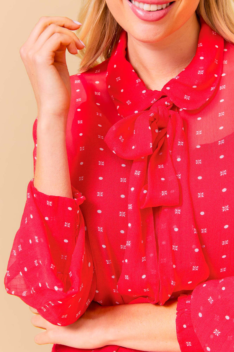 Ffion Blouse | Polka Dot Red/White