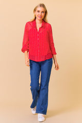 Ffion Blouse | Flower Polka Dot Red/White