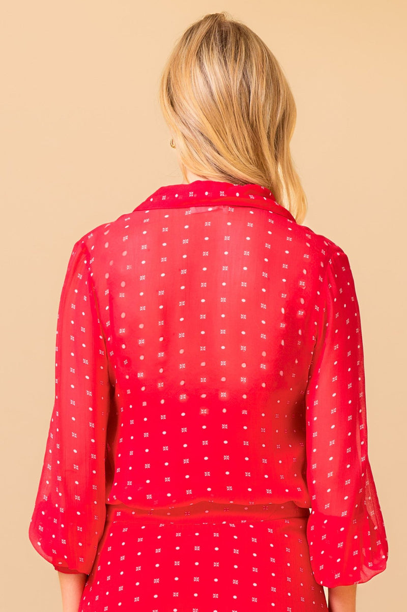 Ffion Blouse | Flower Polka Dot Red/White