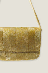 Beaded Strap Handbag | Chevron Gold