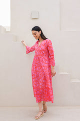 Hayden Block Print Dress | Mara Red/Pink