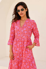 Hayden Block Print Dress | Mara Red/Pink