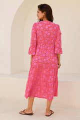 Hayden Block Print Dress | Mara Red/Pink