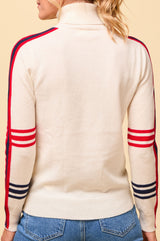 Merino Wool Hearts Polo Neck Jumper | Cream/Red/Navy