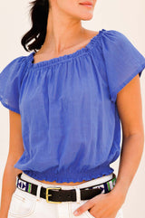 Ilana Frill Organic Cotton Gauze Top | Dazzling Blue