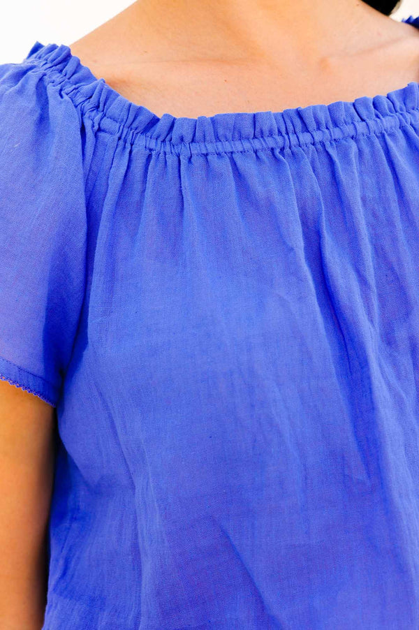 Ilana Frill Organic Cotton Gauze Top | Dazzling Blue