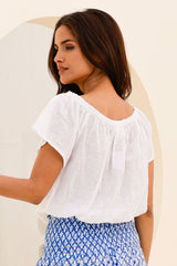 Ilana Frill Organic Cotton Gauze Top | White