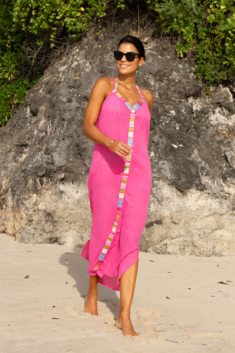 Ipanema Embroidered Dress | Pink/Multi