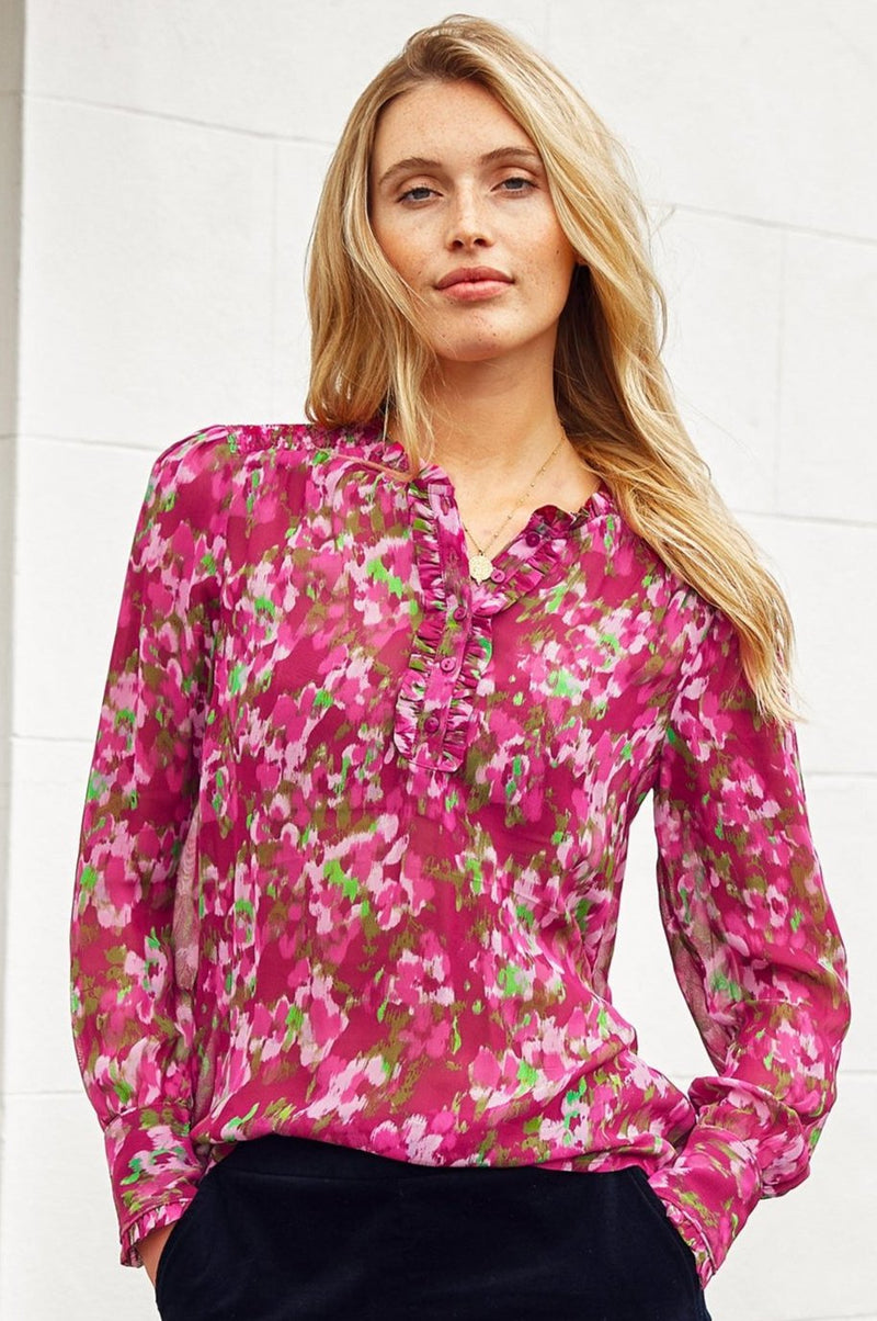 Kassidy Blouse | Hazy Floral Burgundy/Pink