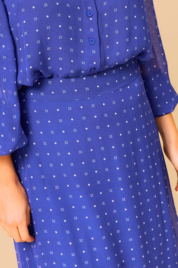 Kate Skirt | Flower Polka Dot Cobalt/White