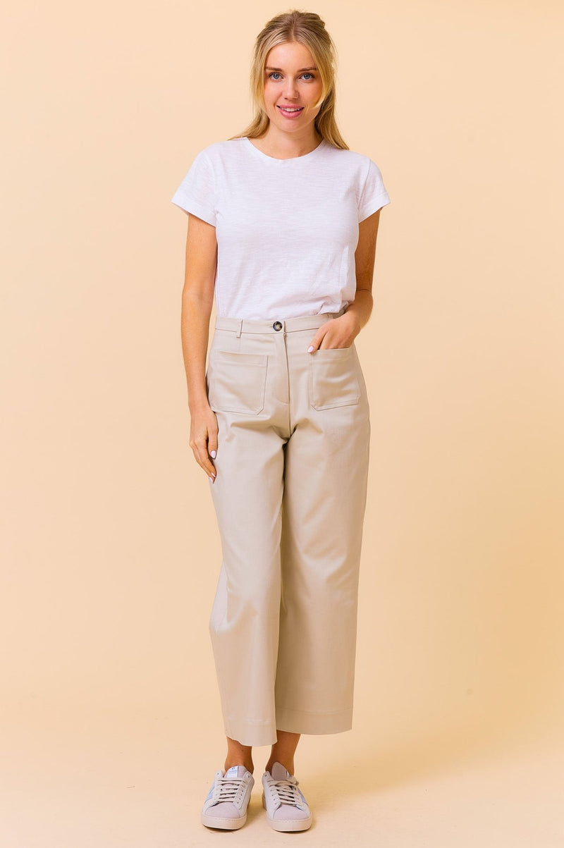 Kendal Stretch Cotton Sateen Trouser | Taupe