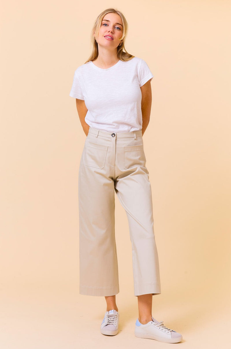 Kendal Stretch Cotton Sateen Trouser | Taupe