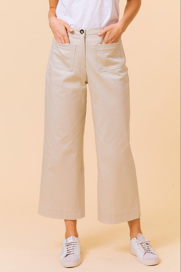 Kendal Stretch Cotton Sateen Trouser | Taupe