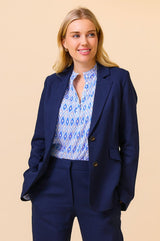 Linen Blend Blazer | Navy