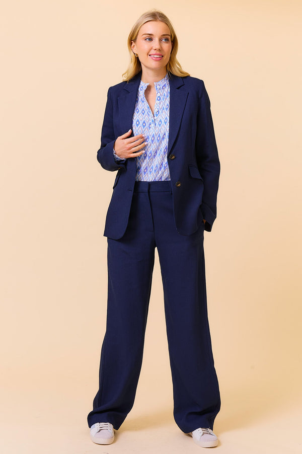 Linen Blend Blazer | Navy