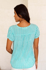 Lisbon Blouse | Santorini Border Mint/White