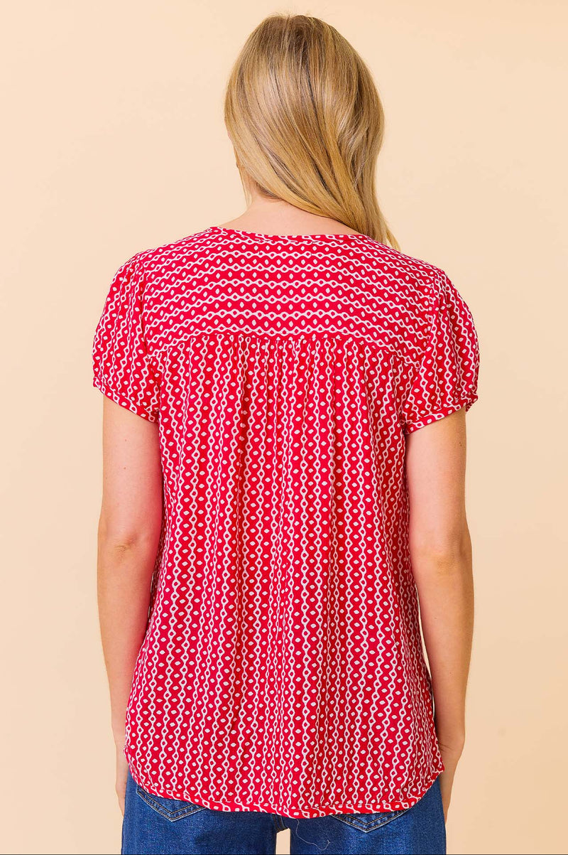 Lisbon Blouse | Santorini Border Red/White