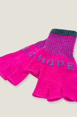 Love Hope Fingerless Gloves | Pink/Grey/Green