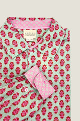 Men's Printed Cotton Shirt | Azalea Khaki/Pink