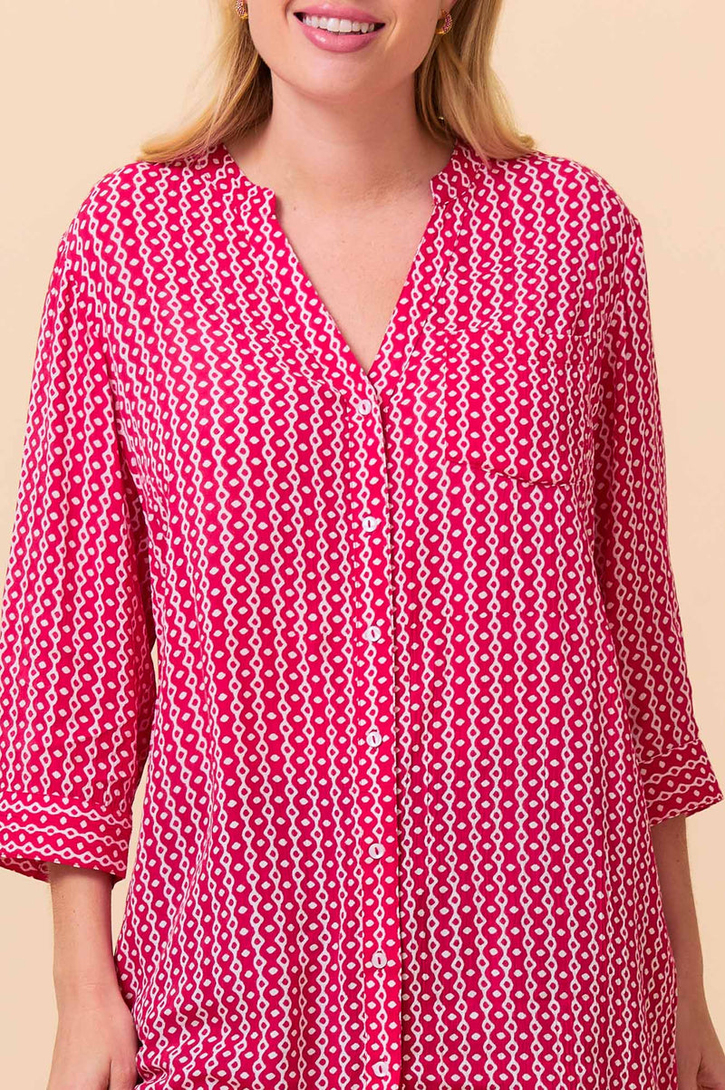 Mila Shirt Tunic | Santorini Red/White