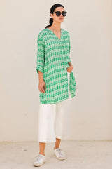 Mila Shirt Tunic | Aztec Green/White