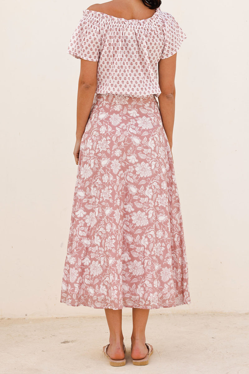 Neve Skirt | Blossom Dusty Pink/White