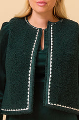 Trim Detail Eco Fleece Gilet | Green