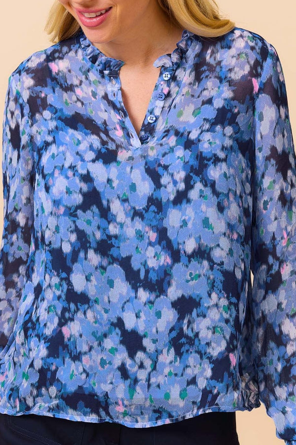 Noelle Blouse | Hazy Floral Blue/Pink