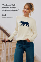 Merino Wool Polar Bear Jumper | Cream/Navy