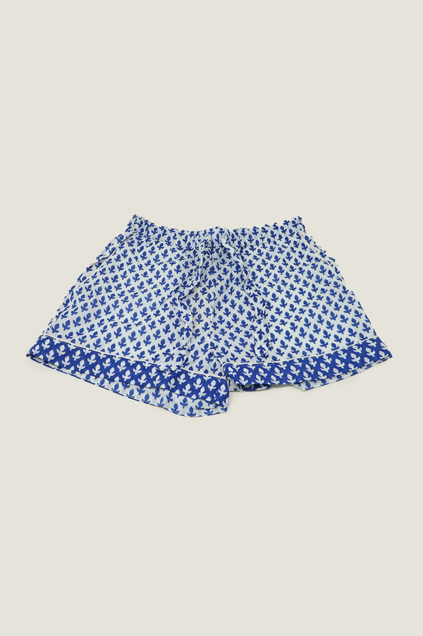 Pyjama Shorts | Leaf White/Blue