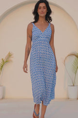 Vinnita Dress | Maui Print Blue/White