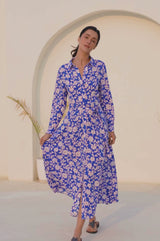 Eliza EcoVero™ Shirt Dress | Blossom Cobalt/Pink