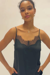 Satin Lace Cami | Black