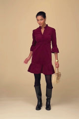 Percy Short Stretch Corduroy Dress | Wine