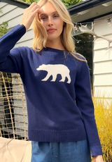 Merino Wool Polar Bear Jumper | Navy/Cream