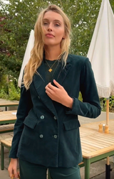 Theresa Stretch Corduroy Blazer | Bottle Green