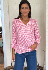 Clea Blouse | Maui Pink/White