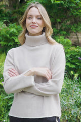 Merino Wool Roll Neck Jumper | Oat/Cream