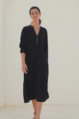 Serena Cheesecloth Dress | Black