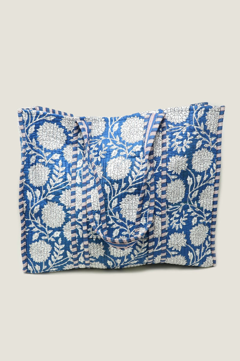 Quilted Tote Bag | Blue