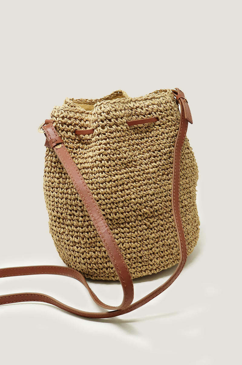 Raffia Crossbody Pouch Bag | Natural