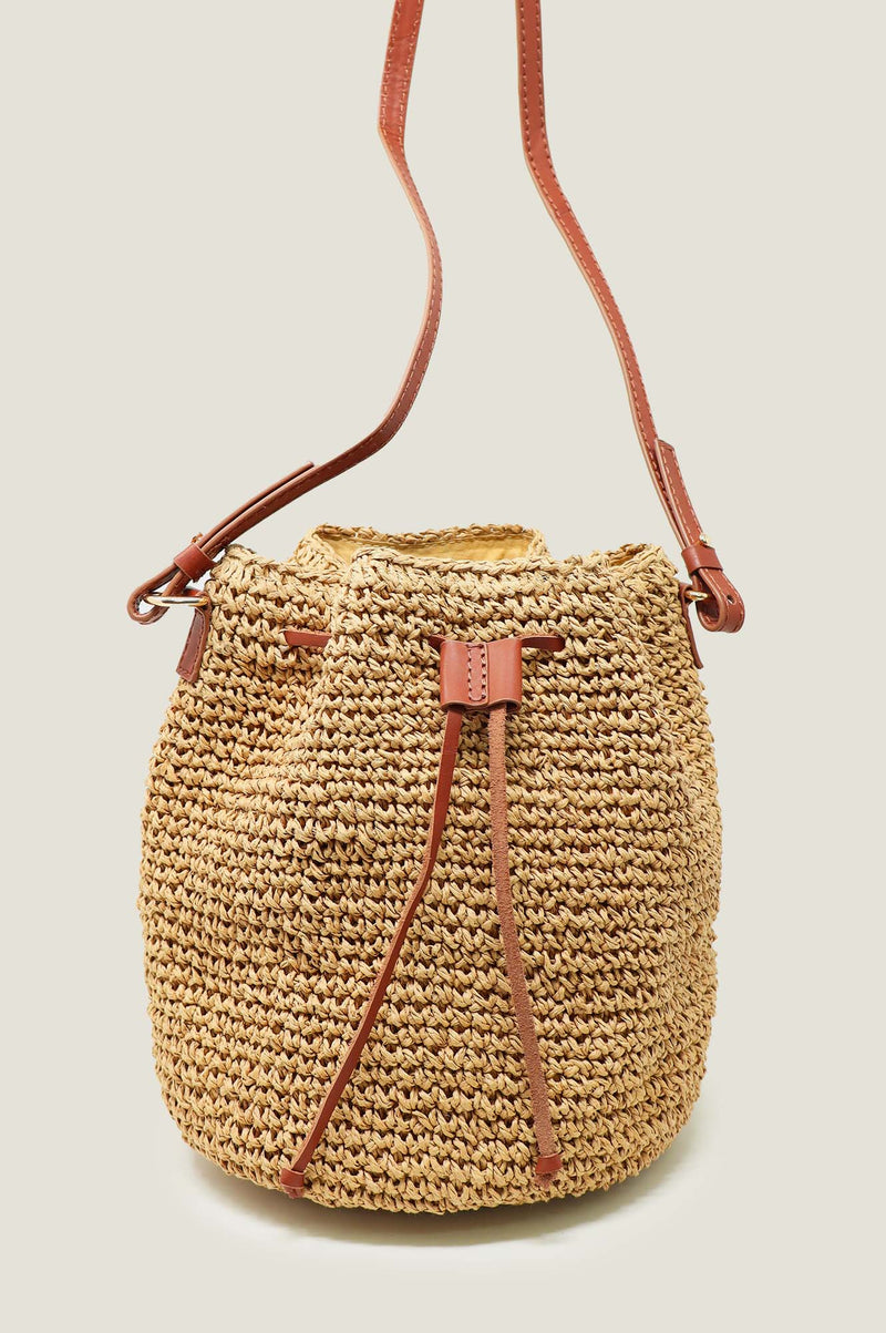 Raffia Crossbody Pouch Bag | Natural